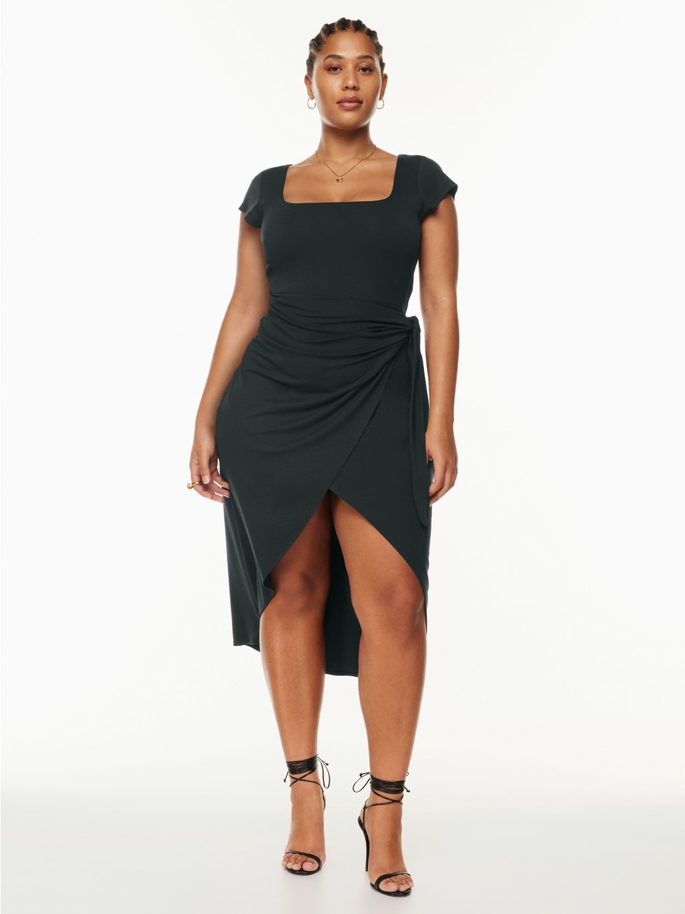 Aritzia Wilfred Saturn Shortsleeve Midi Dress in Black